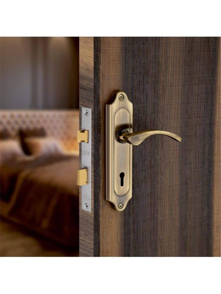 Onmax Heavy Duty Mortise Door Lock for Bedroom, Living Room, Main Door, Brass Antique Finish | 3 Keys | 6 Lever Double Stage Lockset for House Hotel Office (HML6+S710MAB)