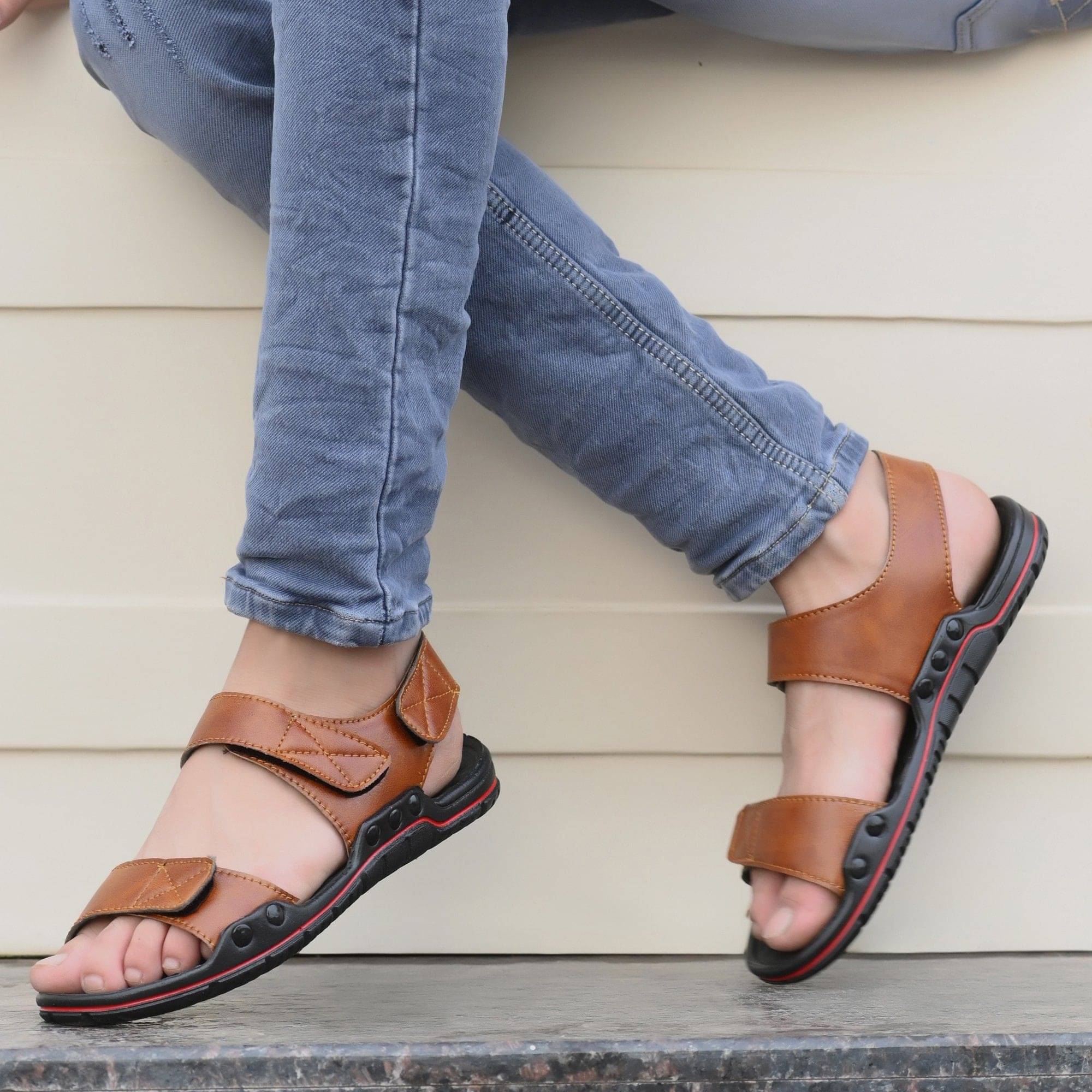     			POS Planet of Shoes - Tan Men's Floater Sandals
