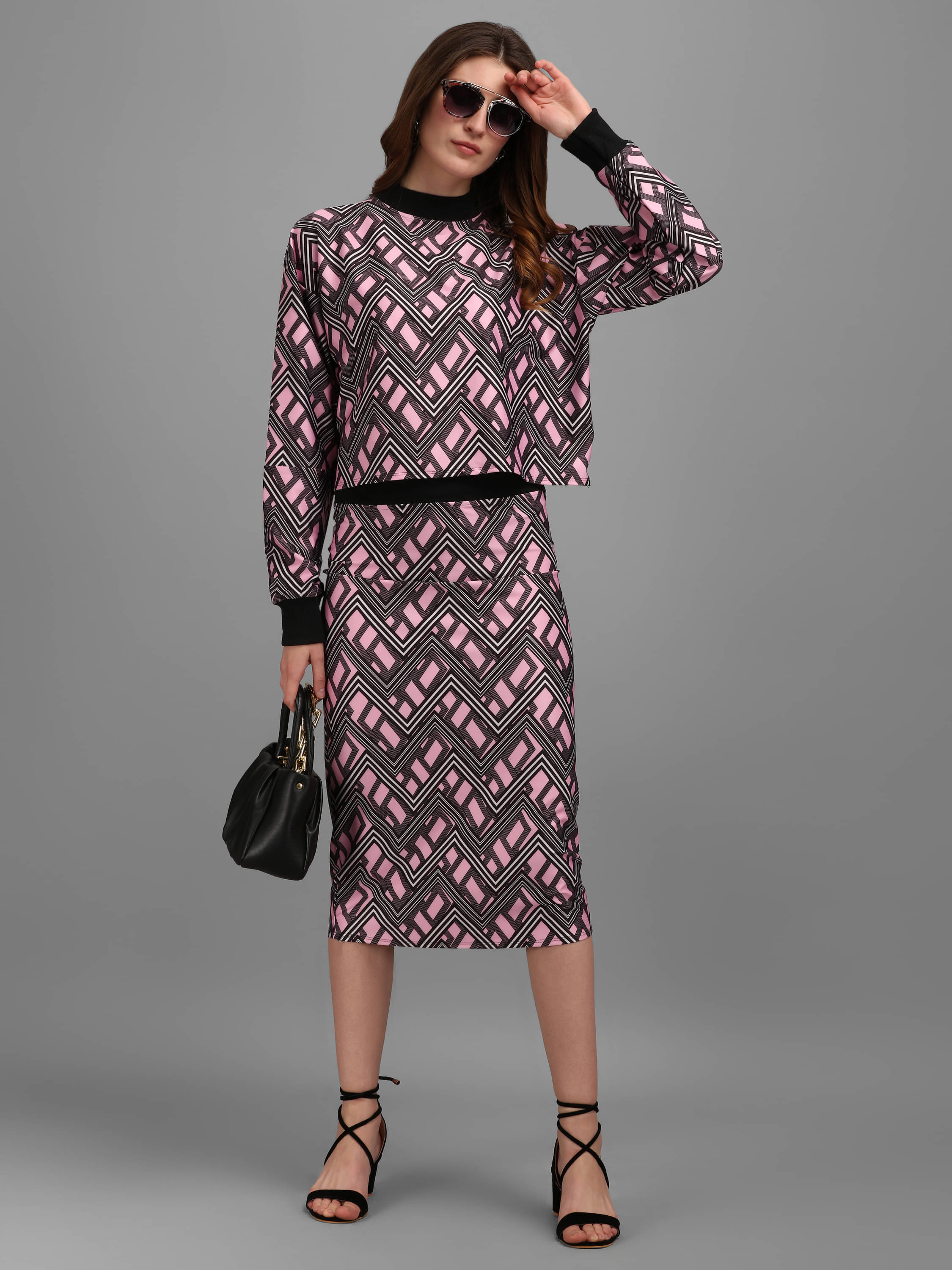     			PURVAJA Women Printed Top With Skirt Co-Ord Set ( Purple )