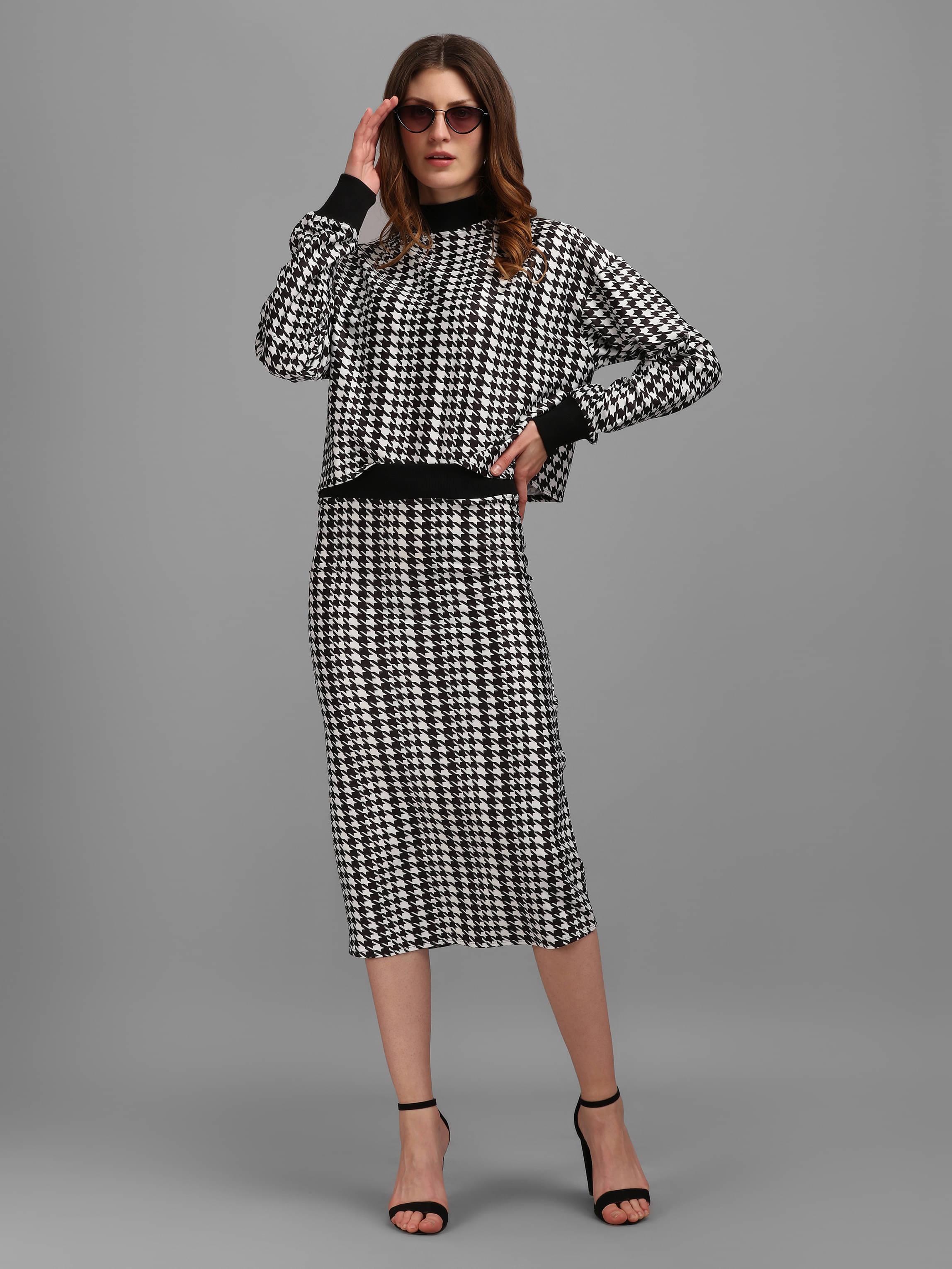     			PURVAJA Women Printed Top With Skirt Co-Ord Set ( White )
