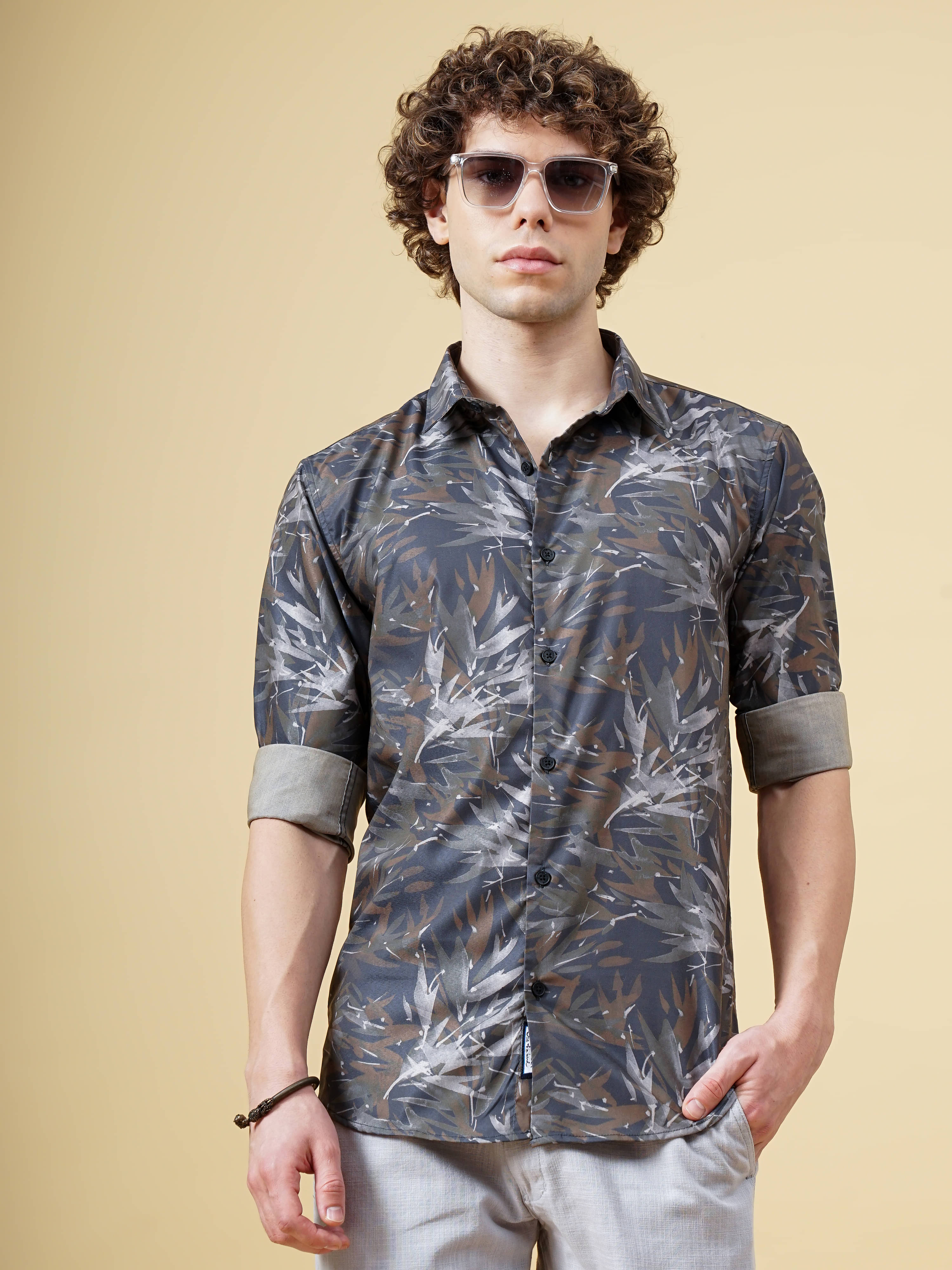 Paul Street Polyester Slim Fit Printed Full Sleeves Men's Casual Shirt - Olive ( Pack of 1 ) Paul Street Polyester Slim Fit Printed Full Sleeves Men's Casual Shirt - Olive ( Pack of 1 )