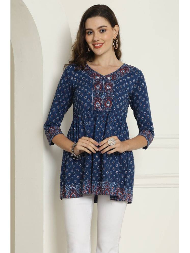 Rajnandini Women's Cotton Regular Top ( Blue )     			Rajnandini Women's Cotton Regular Top ( Blue )