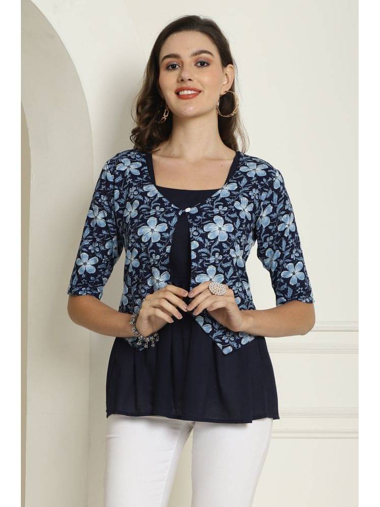 Rajnandini Women's Cotton A-Line Top ( Blue )     			Rajnandini Women's Cotton A-Line Top ( Blue )