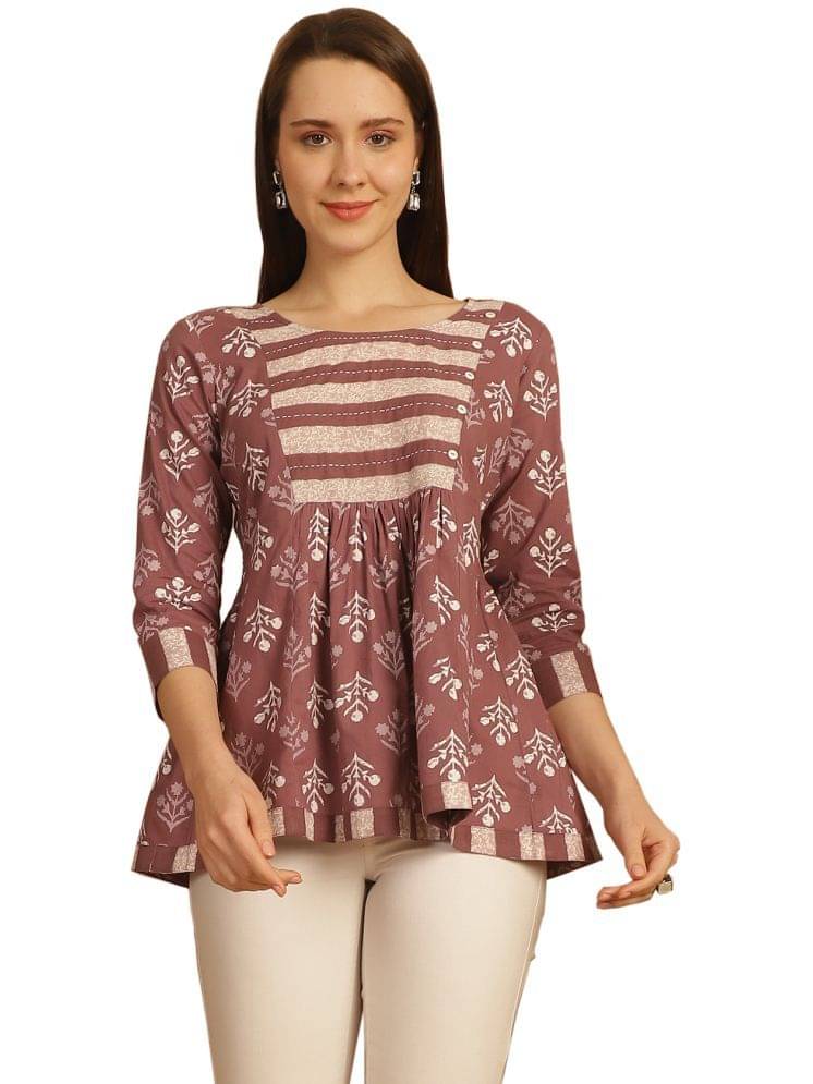 Rajnandini Women's Cotton A-Line Top ( Brown ) Rajnandini Women's Cotton A-Line Top ( Brown )