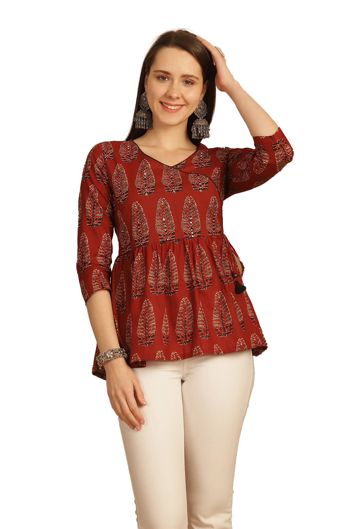     			Rajnandini Women's Cotton A-Line Top ( Brown )