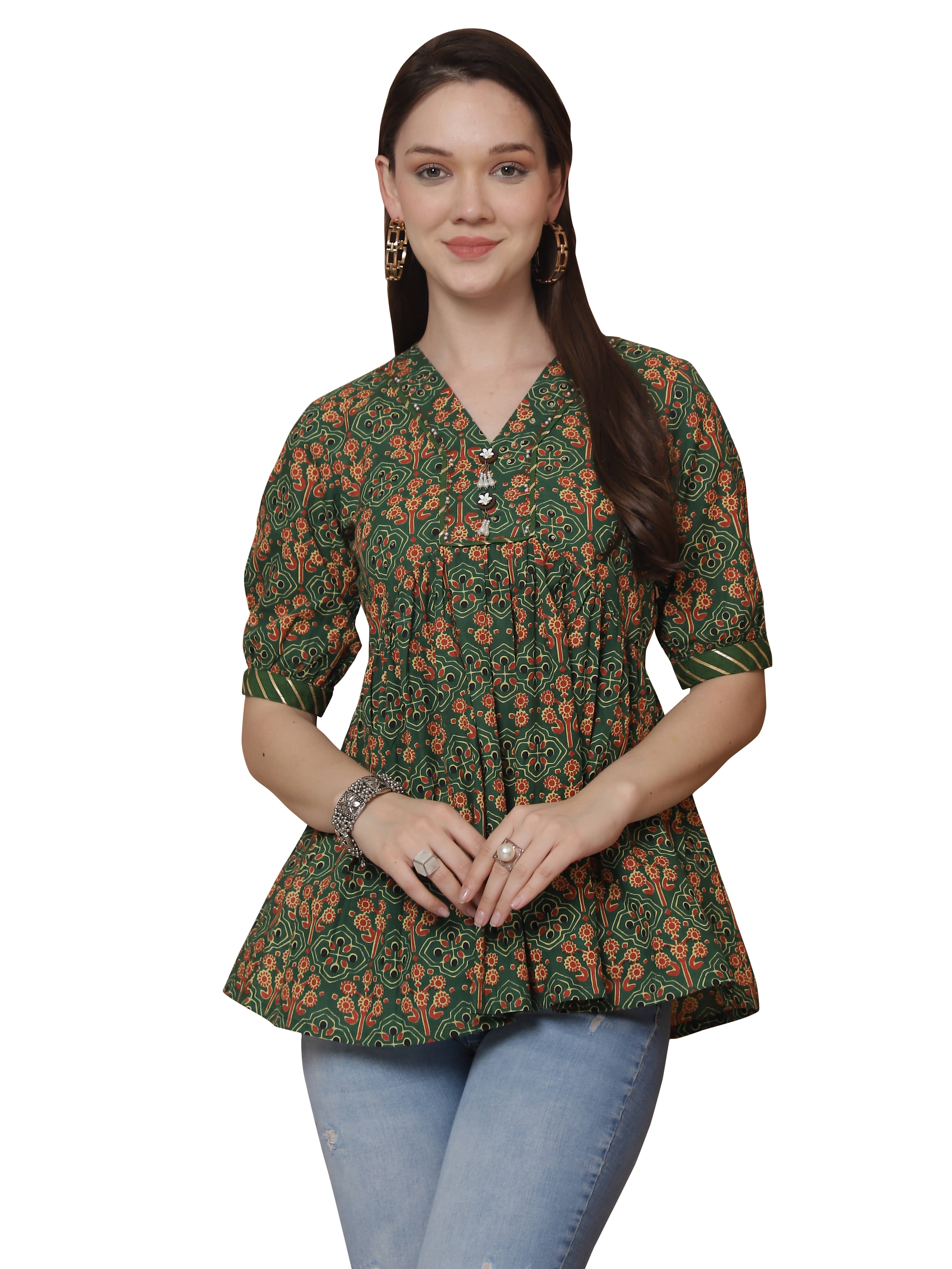 Cotton Short Kurti For Women (Pack of 1) Cotton Short Kurti For Women (Pack of 1)