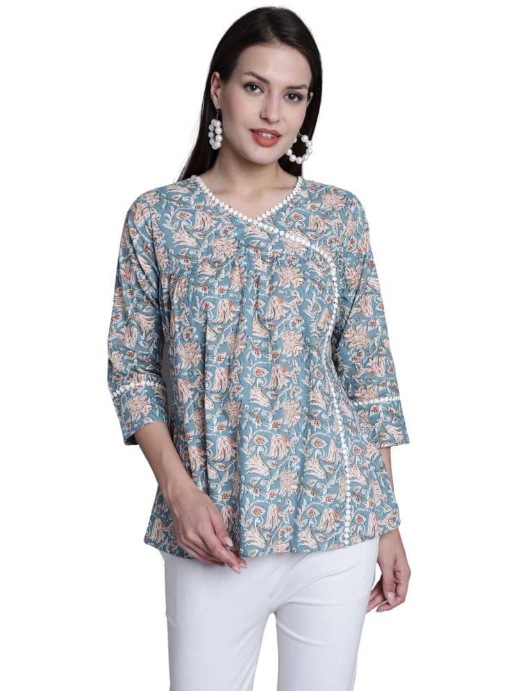 Rajnandini Women's Cotton Regular Top ( Green ) Rajnandini Women's Cotton Regular Top ( Green )
