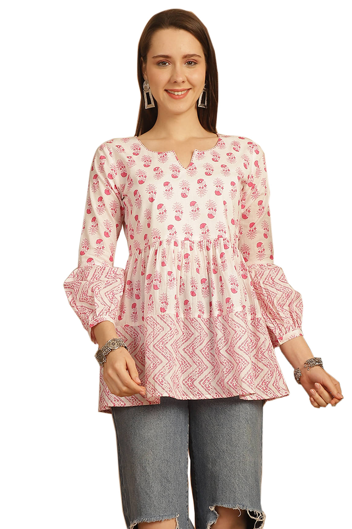 Rajnandini Women's Cotton A-Line Top ( Multicolor ) Rajnandini Women's Cotton A-Line Top ( Multicolor )