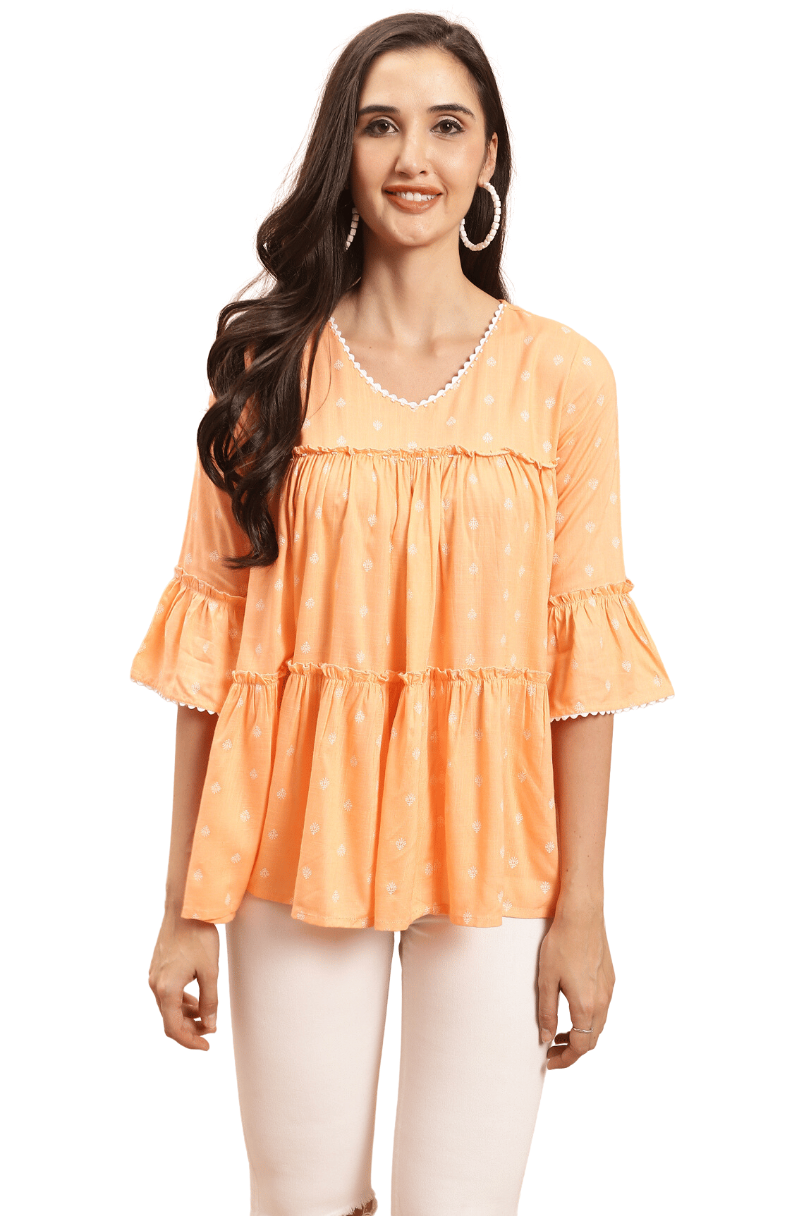 Rajnandini Women's Cotton A-Line Top ( Orange ) Rajnandini Women's Cotton A-Line Top ( Orange )