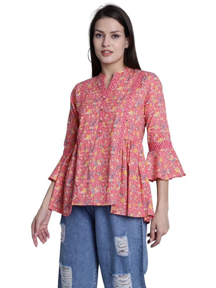     			Rajnandini Women's Cotton A-Line Top ( Peach )