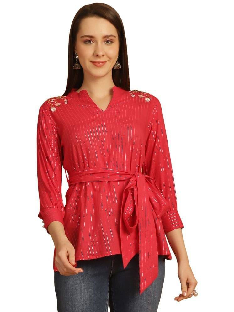    			Rajnandini Pink Cotton Women's Regular Top ( Pack of 1 )