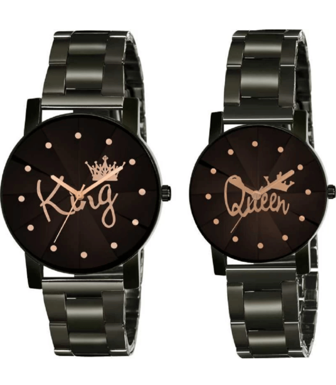 SHMOFY LUXRY Black Stainless Steel Analog Couple's Watch
