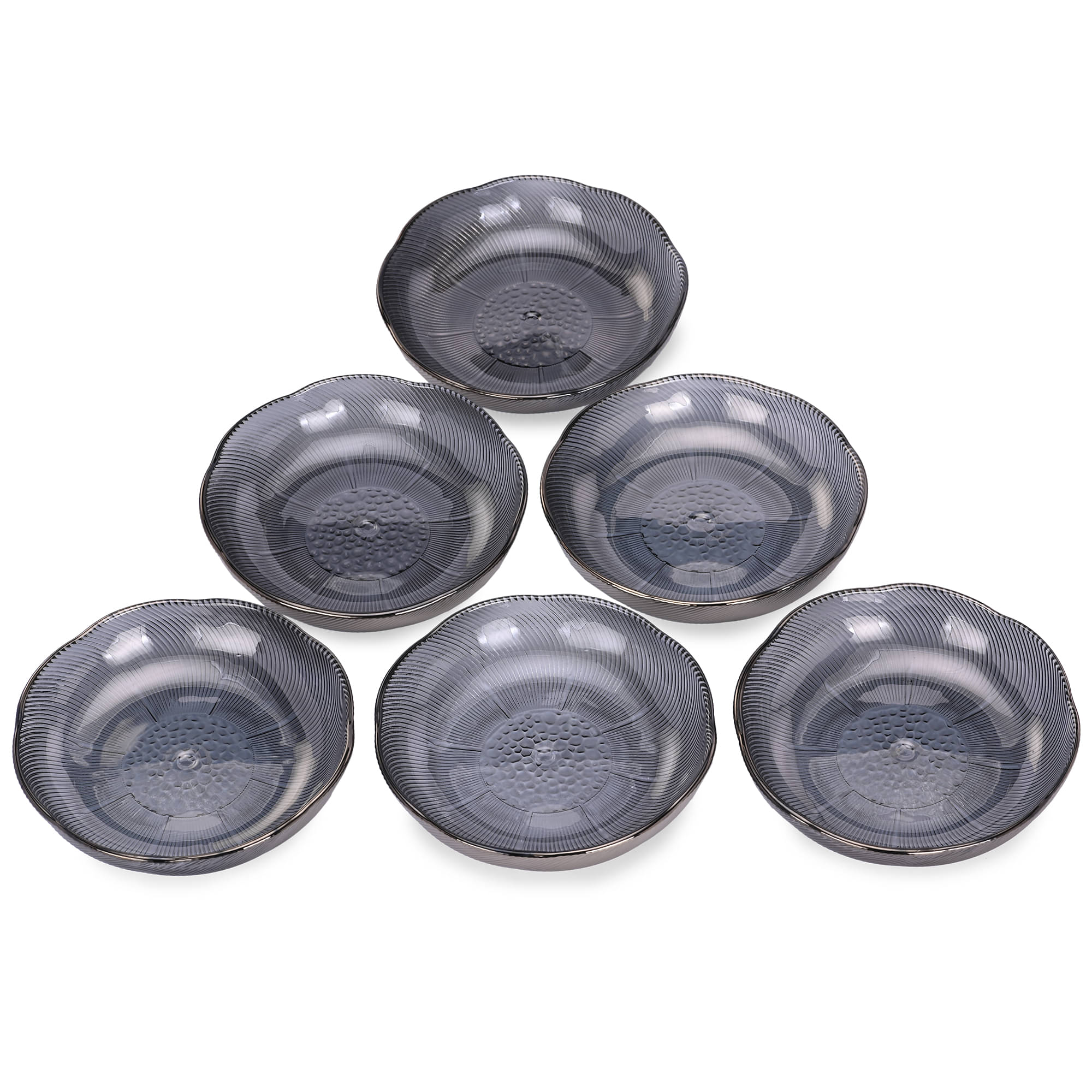     			Somil 6 Pcs Glass Black Half Plate