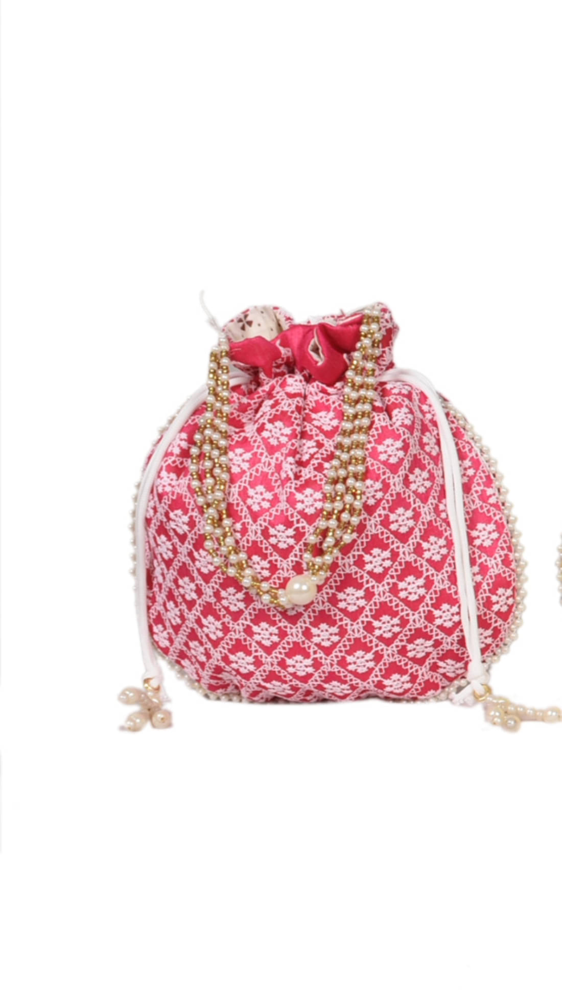     			Sunvika House Pink Silk Potli
