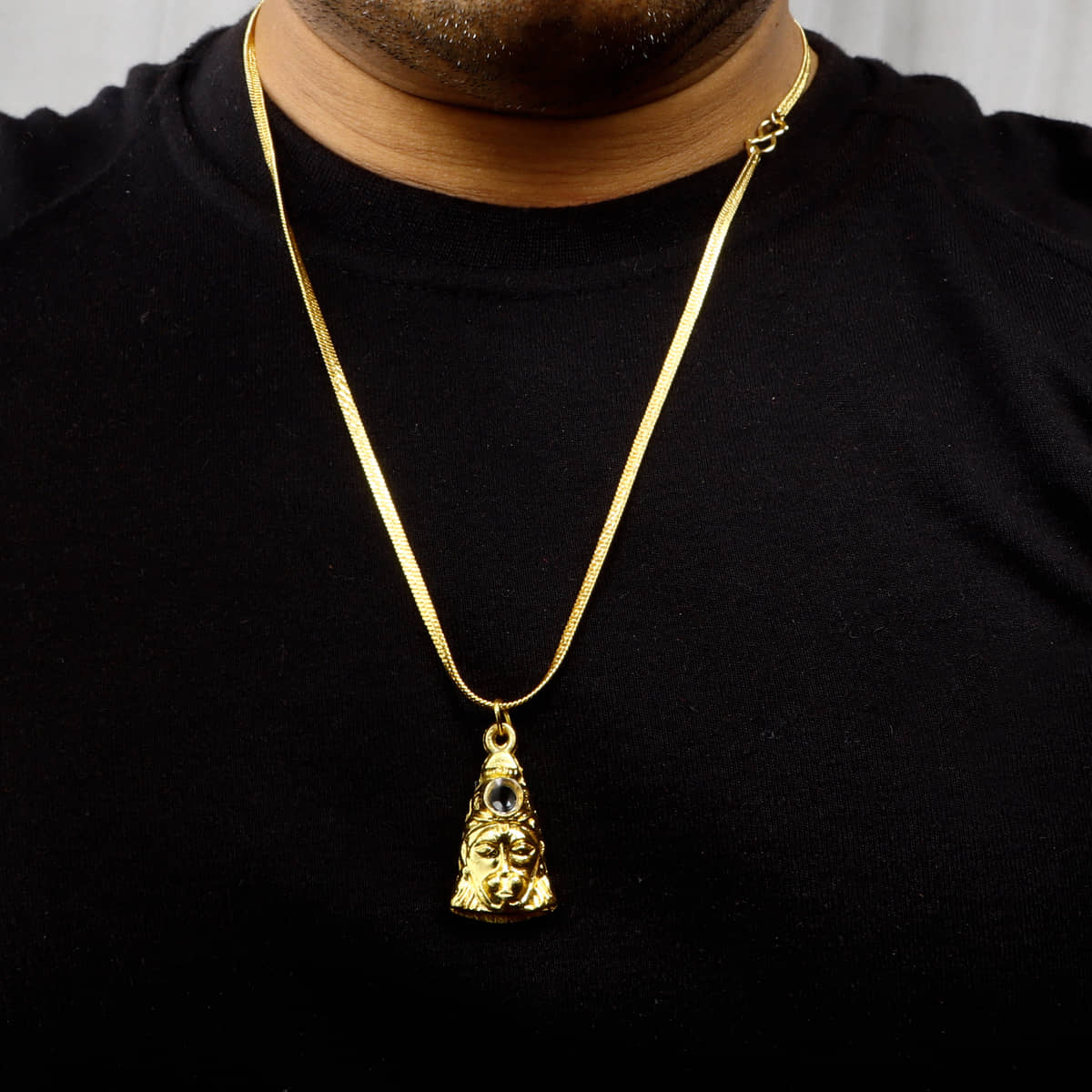 THMT-Gold Hanuman Pendant with Chain Religious Jewellery For Unisex