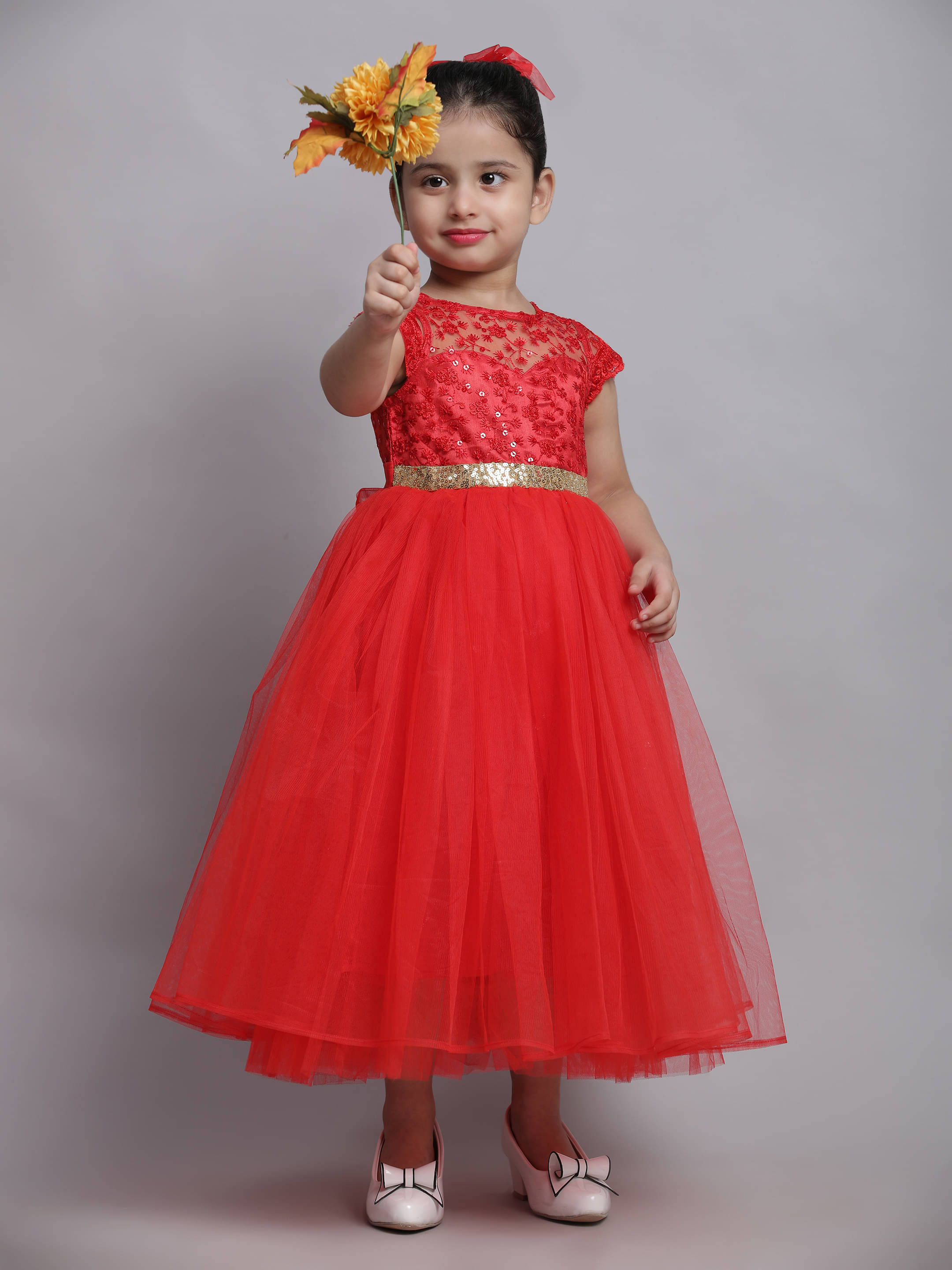 Toy Balloon Kids Net Fit And Flare Dress For Girls ( Pack of 1 , Red ) Toy Balloon Kids Net Fit And Flare Dress For Girls ( Pack of 1 , Red )