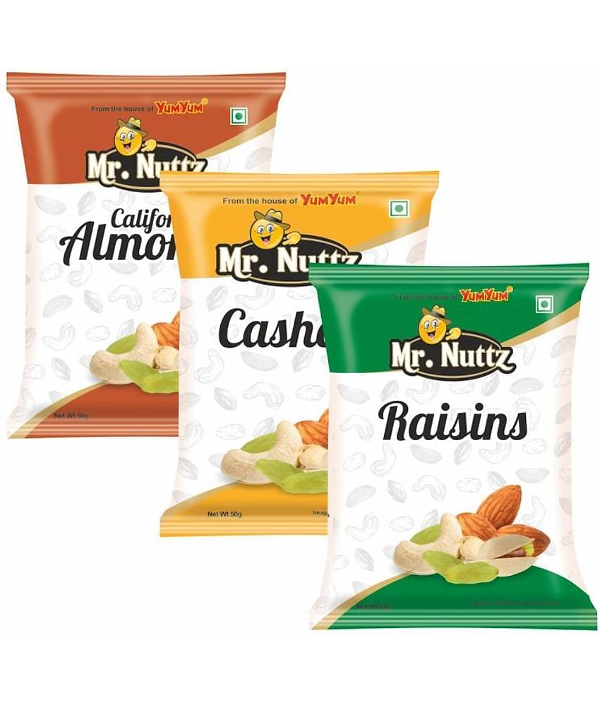 Mr.Nuttz Premium Dry Fruits - Almonds, Cashews, Raisins Combo Pack (3 x 50 g)