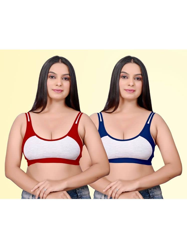 haya fashion Pack of 2 Cotton Non Padded Women's Everyday Bra ( Multicolor ) Rima Sports D706