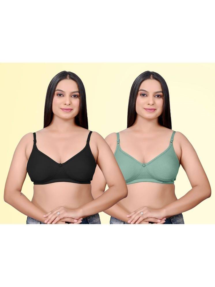 haya fashion Pack of 2 Cotton Non Padded Women's Everyday Bra ( Multicolor ) Pushup D706     			haya fashion Pack of 2 Cotton Non Padded Women's Everyday Bra ( Multicolor ) Pushup D706