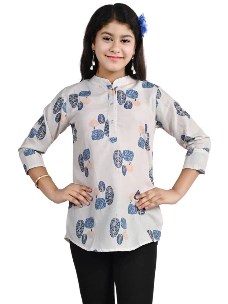 Arshia Fashions Pack of 1 Girls Cotton Blend Tunic ( White )