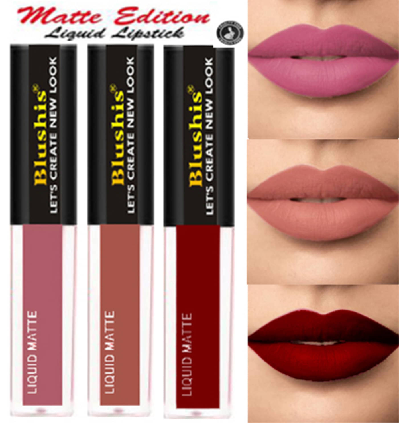     			BLUSHIS Long Wear Multi Matte Lipstick (Pack of 3)