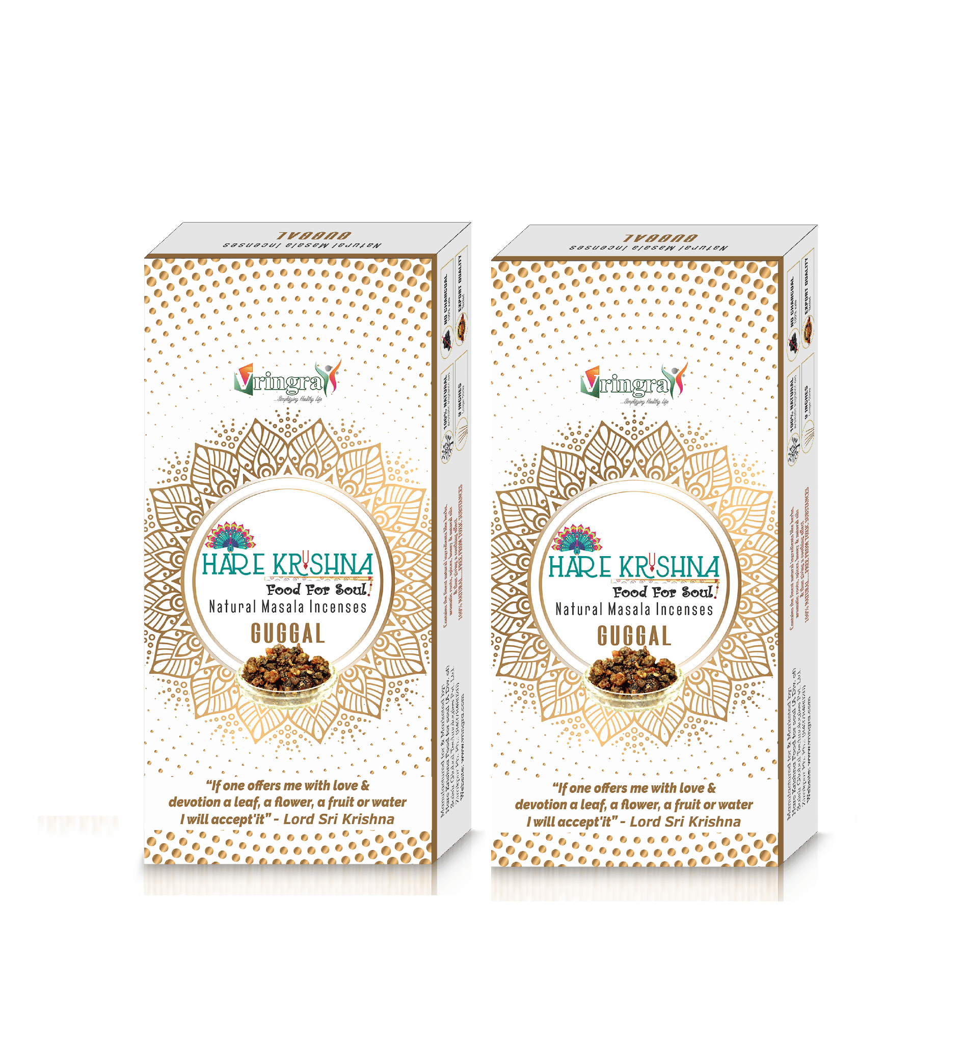     			Hare Krishna Food For Soul Incense Dhoop Sticks Guggal 150 gm ( Pack of 2 )