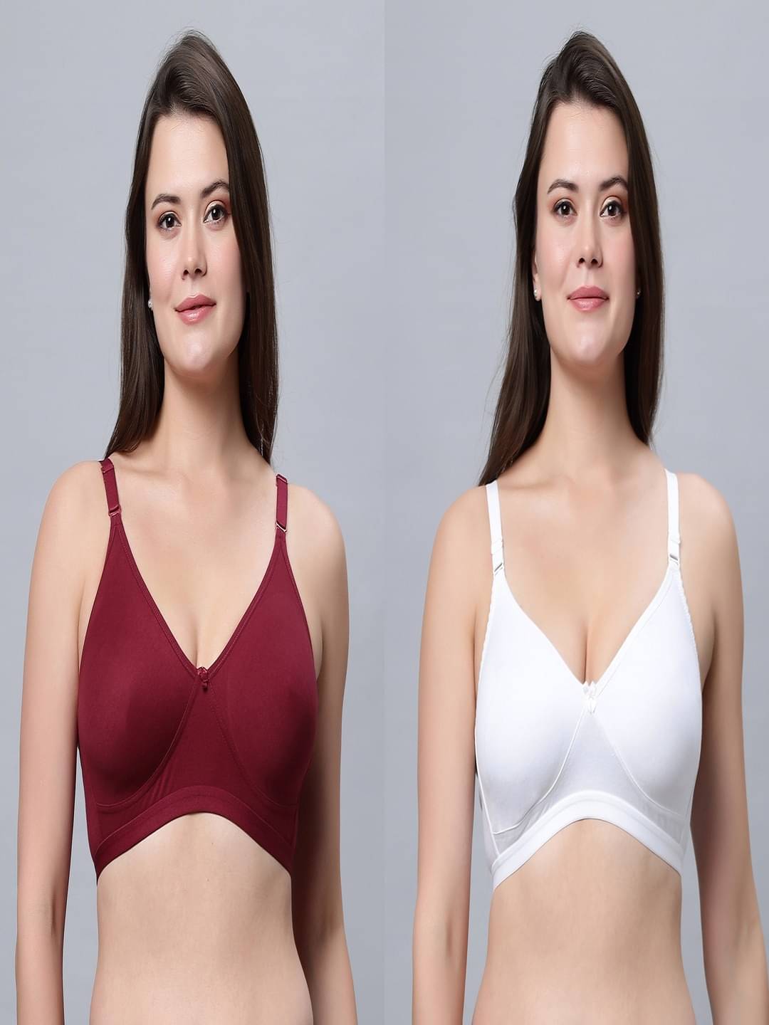 IN CARE LINGERIE Pack of 2 Cotton Lightly Padded Women's T-Shirt Bra ( Multicolor ) SUHANA_WHITEMAROON_38C     			IN CARE LINGERIE Pack of 2 Cotton Lightly Padded Women's T-Shirt Bra ( Multicolor ) SUHANA_WHITEMAROON_38C