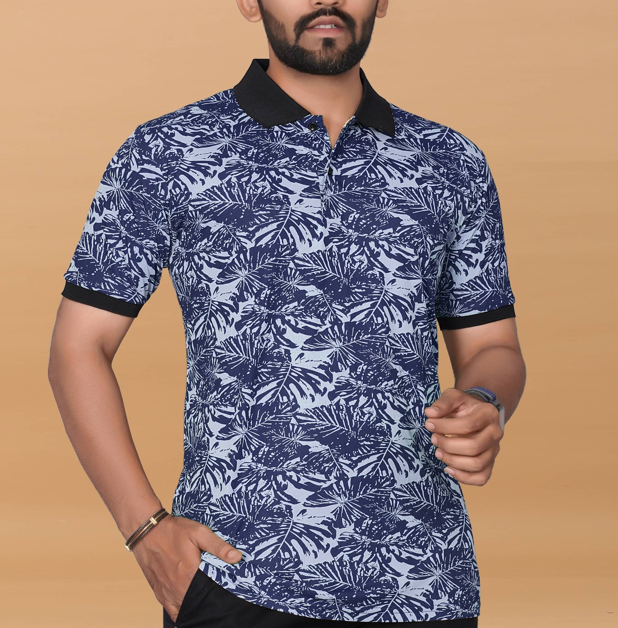 KAJARU Pack of 1 Polyester Regular Fit Printed Half Sleeves Men's Polo T Shirt ( Multicolor ) KAJARU Pack of 1 Polyester Regular Fit Printed Half Sleeves Men's Polo T Shirt ( Multicolor )