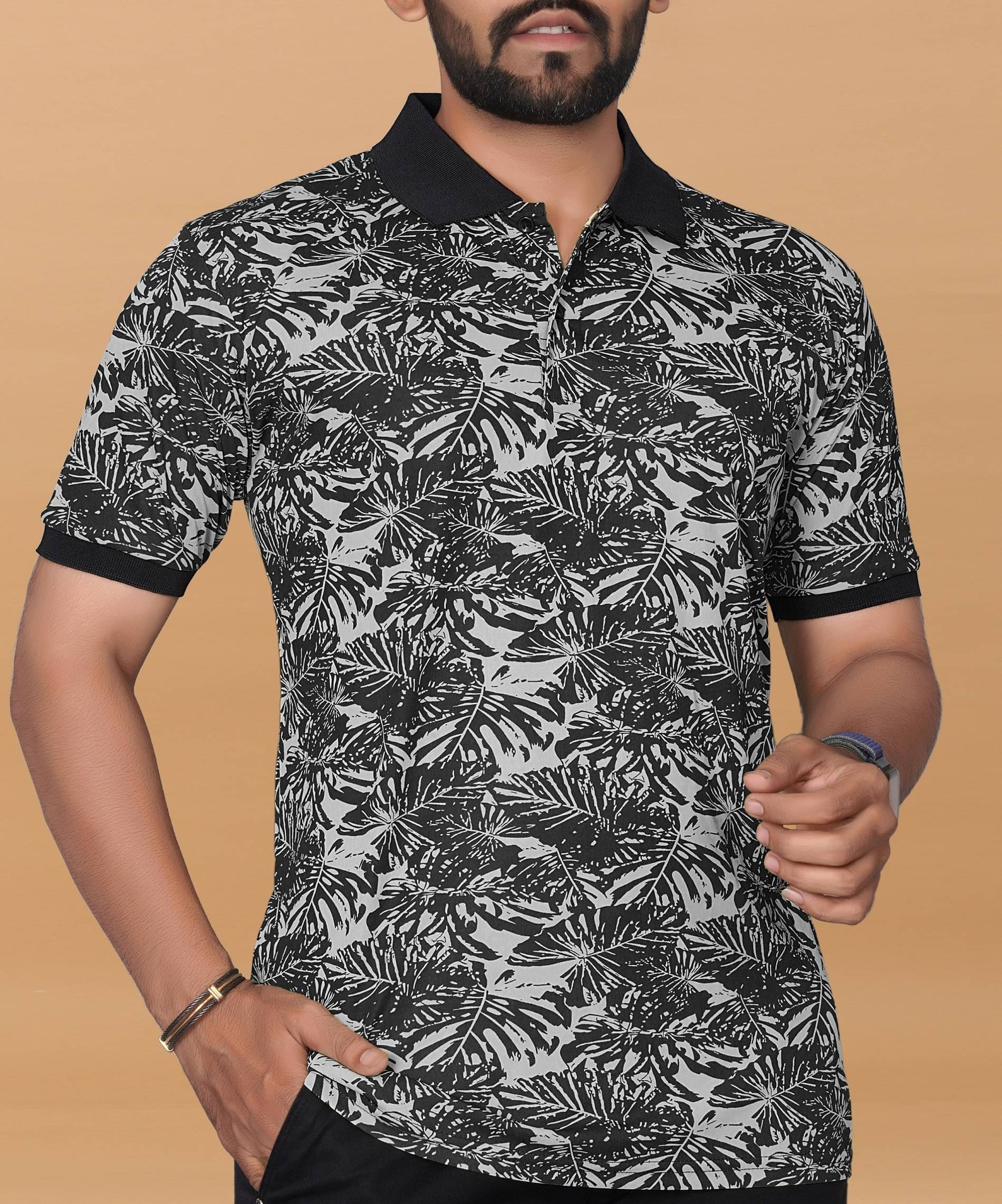 KAJARU Polyester Regular Fit Printed Half Sleeves Men's Polo T Shirt - Black ( Pack of 1 ) KAJARU Polyester Regular Fit Printed Half Sleeves Men's Polo T Shirt - Black ( Pack of 1 )