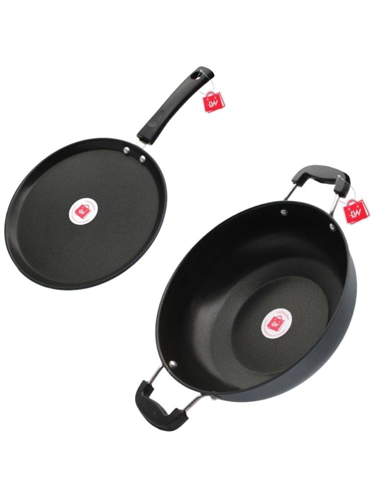     			LAZYWINDOW Grey Hard Anodised Non-Stick Cookware Sets ( Set of 1 )