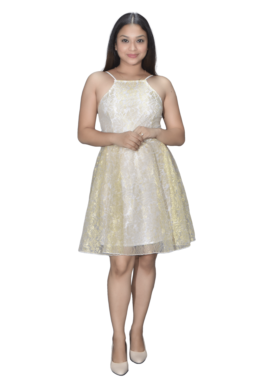 Leean Patterns Net Self Design Above Knee Women's Fit & Flare Dress - Yellow ( Pack of 1 ) Leean Patterns Net Self Design Above Knee Women's Fit & Flare Dress - Yellow ( Pack of 1 )