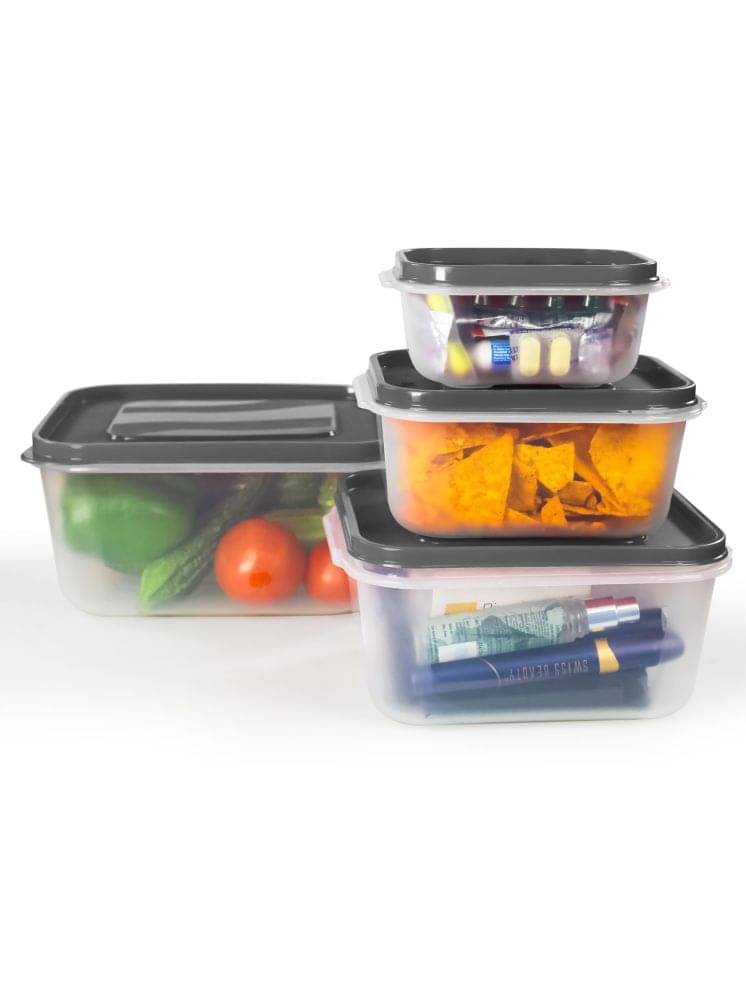 PearlPet PP containers Plastic Black Multi-Purpose Container ( Set of 4 ) PearlPet PP containers Plastic Black Multi-Purpose Container ( Set of 4 )