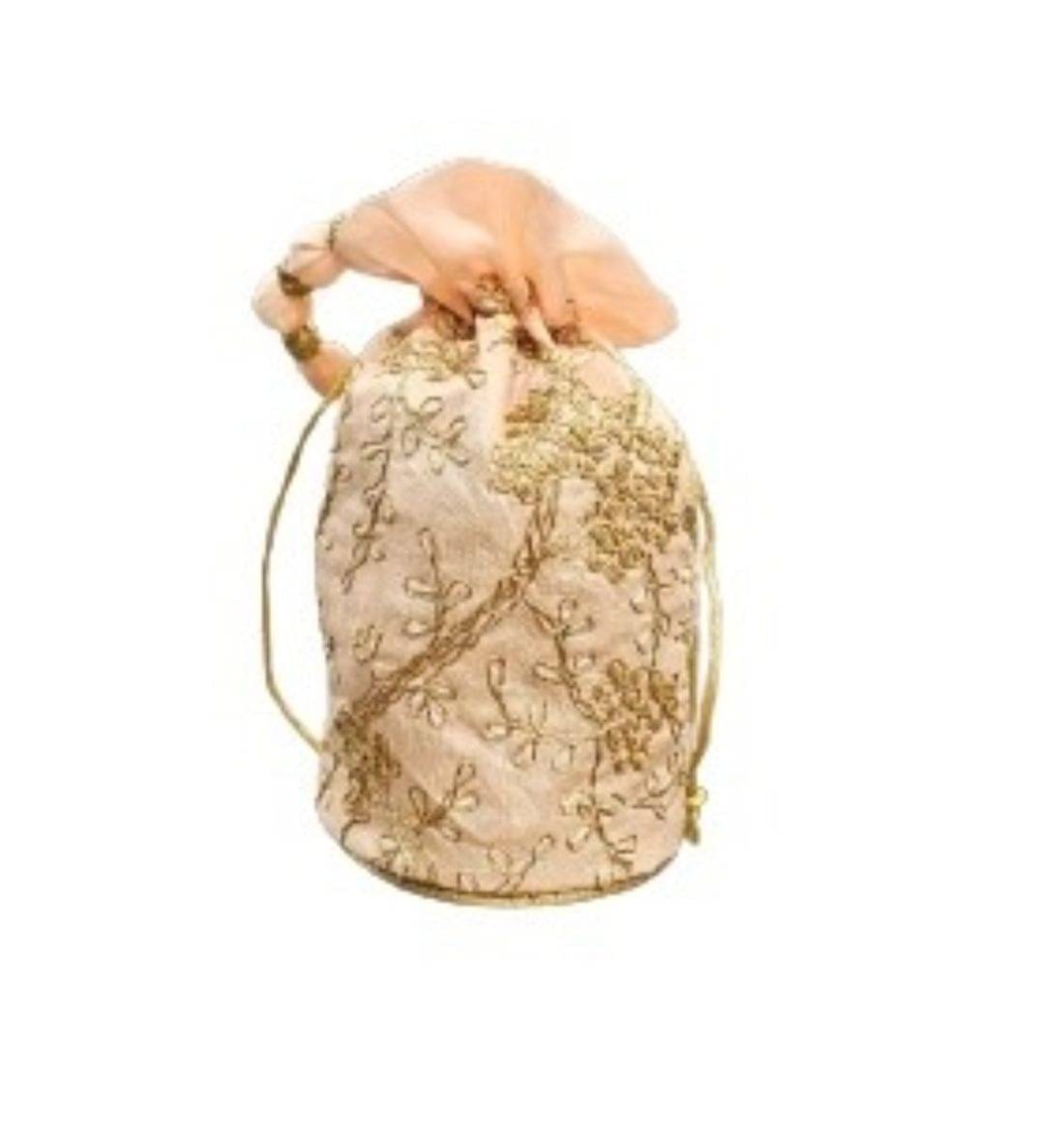     			Sunvika House Peach Silk Potli