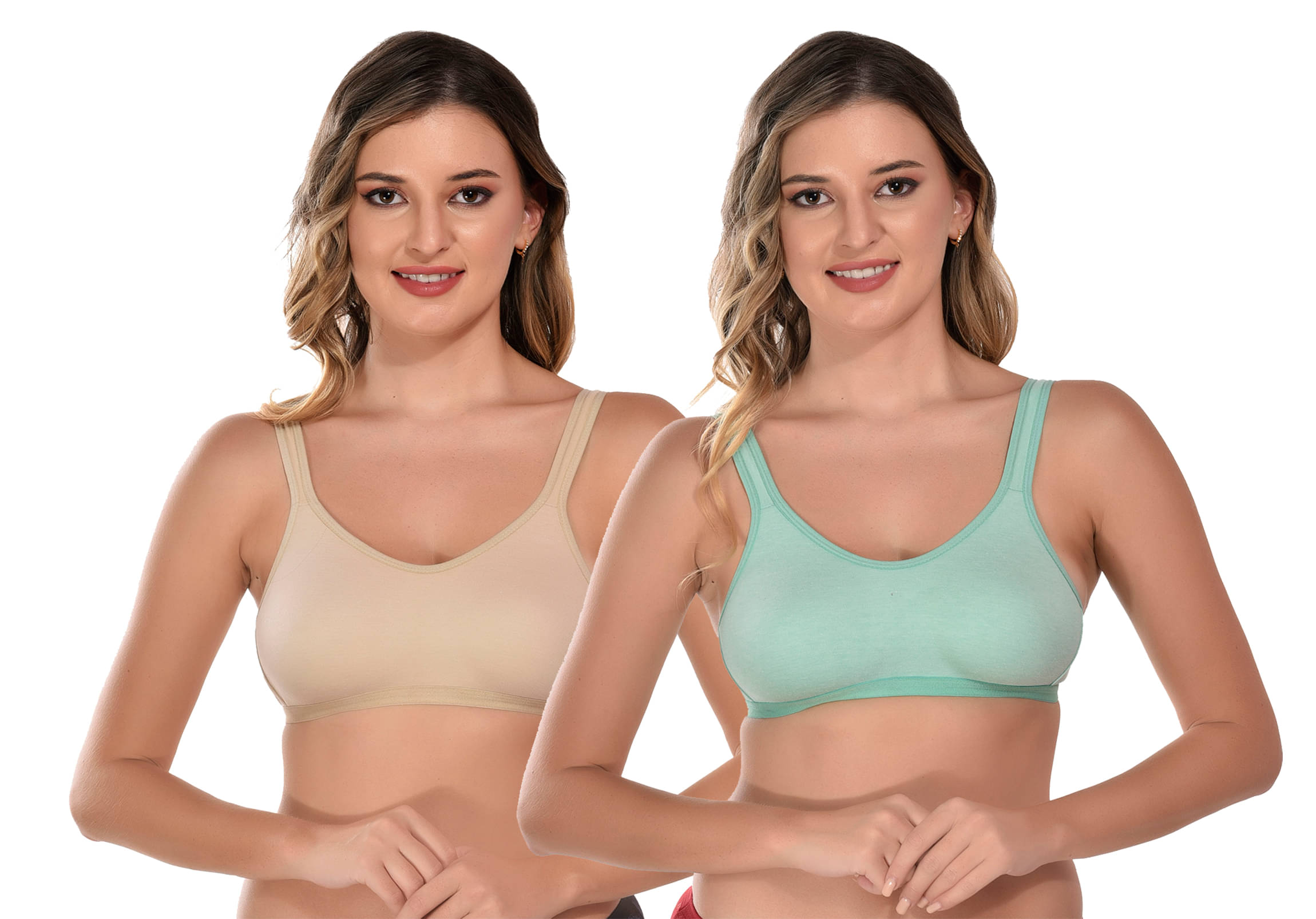     			Viral Girl Pack of 2 Cotton Non Padded Women's Everyday Bra ( Beige ) VM-JUSTCHILL-BEIGE-LIGHTGREEN