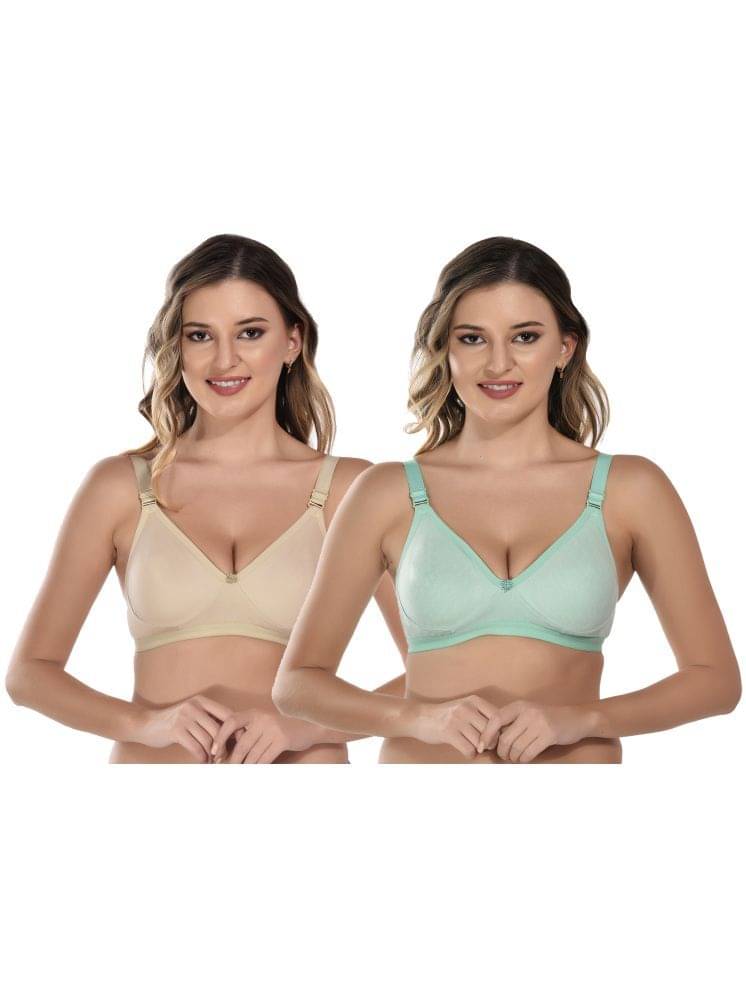     			Viral Girl Pack of 2 Cotton Non Padded Women's T-Shirt Bra ( Green ) VM-JANNAT-BEIGE-LIGHTGREEN