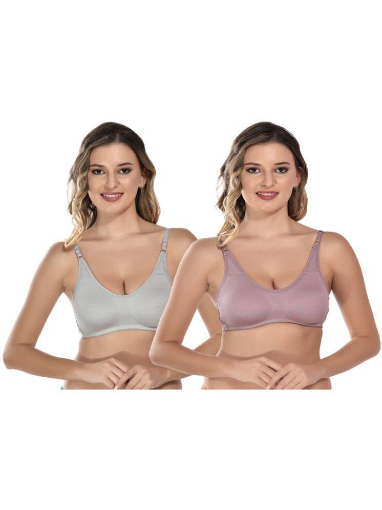     			Viral Girl Pack of 2 Cotton Non Padded Women's T-Shirt Bra ( Light Grey ) VM-MELODY-GREY-ONION