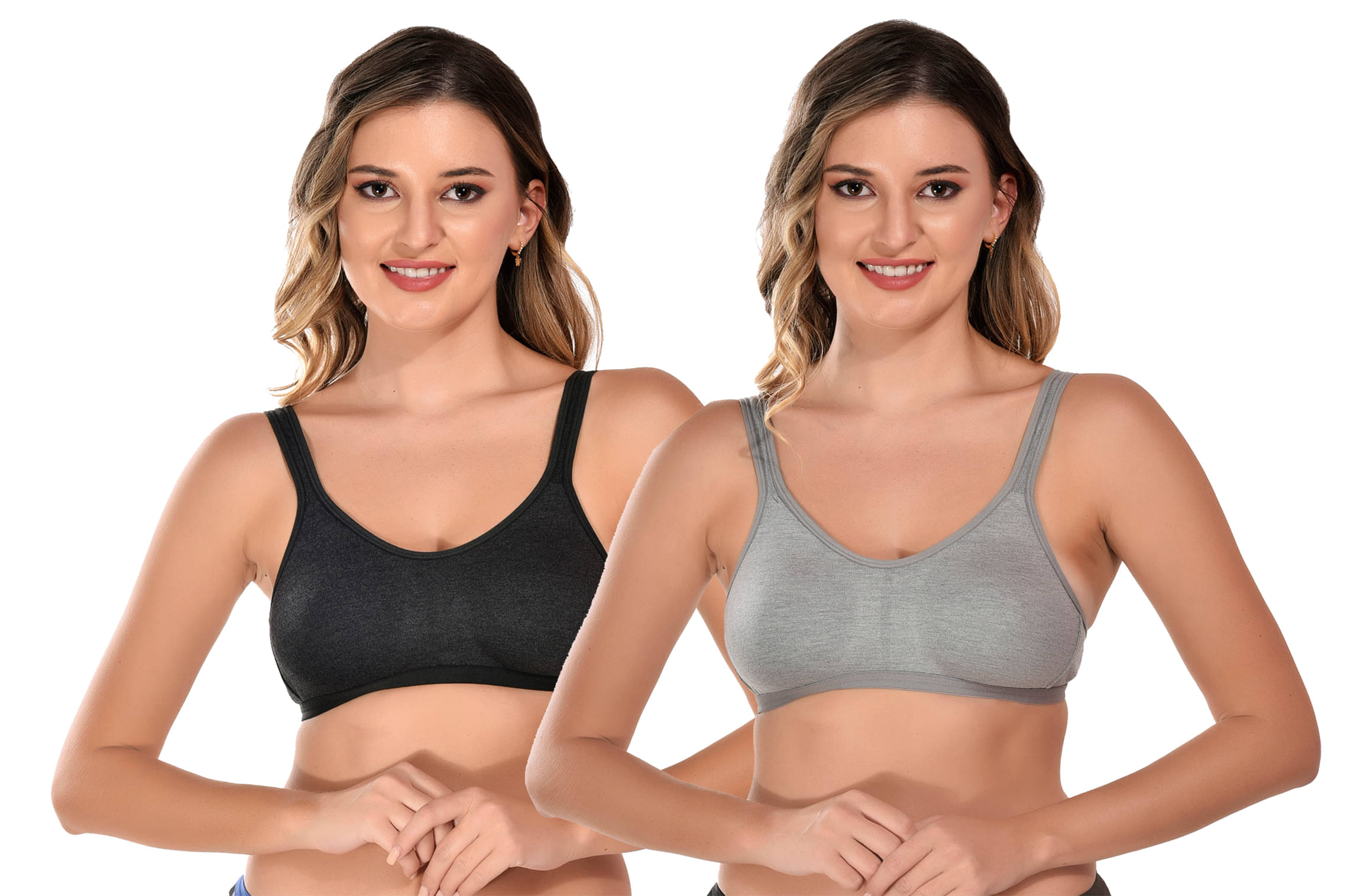    			Viral Girl Pack of 2 Cotton Non Padded Women's Everyday Bra ( Light Grey ) VM-JUSTCHILL-GREY-LIGHTGREY
