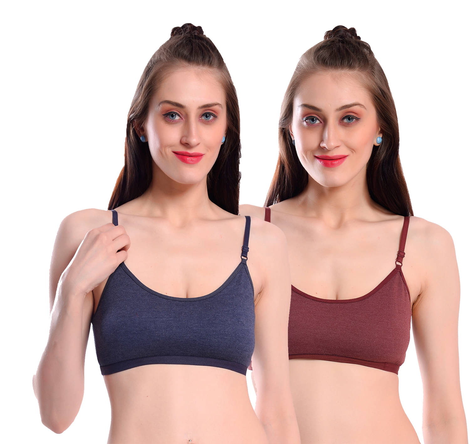     			Viral Girl Pack of 2 Cotton Non Padded Women's Teenage Bra ( Maroon ) MV-KINJAL-BLUEGREY-MAROON