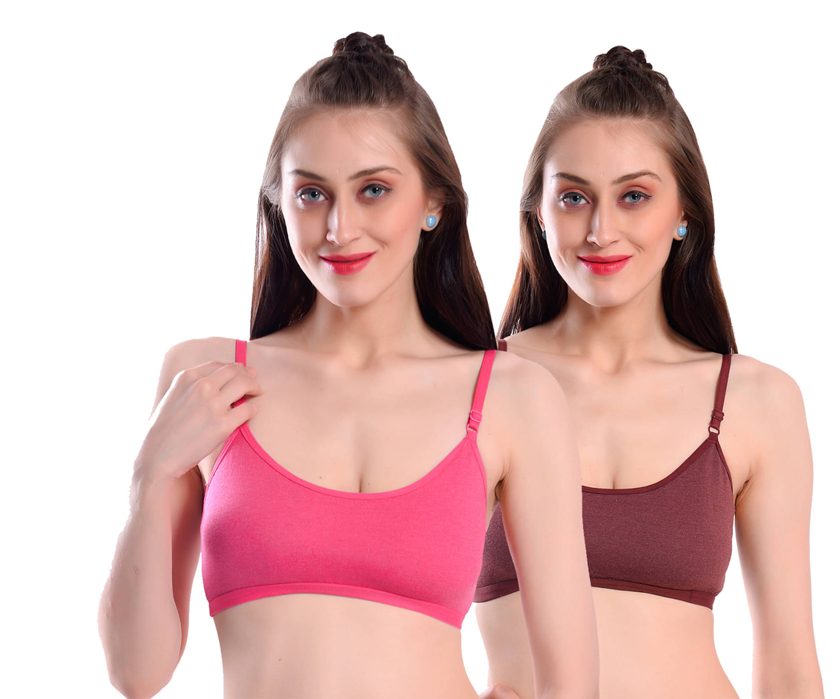     			Viral Girl Pack of 2 Cotton Non Padded Women's Teenage Bra ( Maroon ) MV-KINJAL-MAROON-PINK