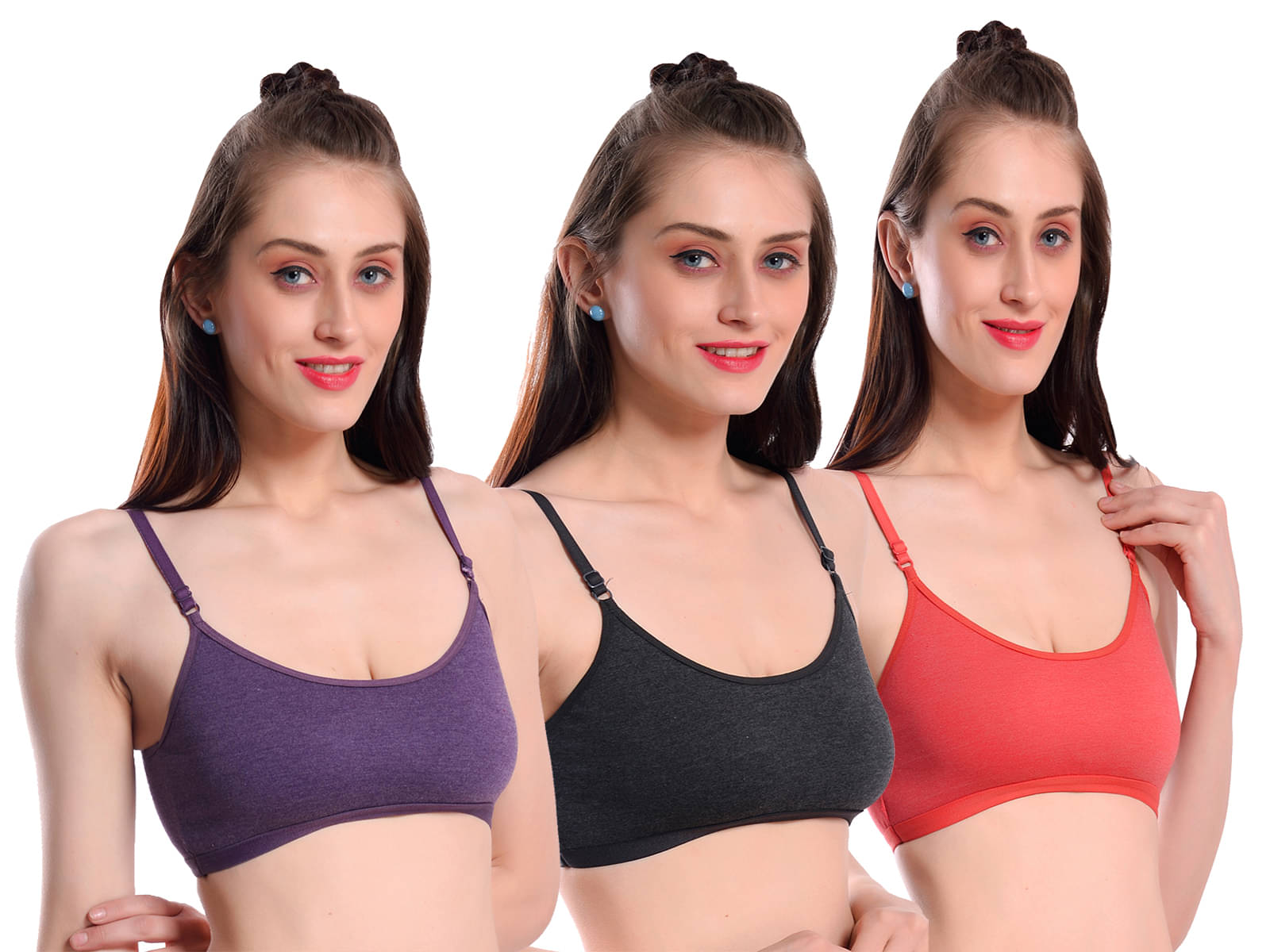 Viral Girl Pack of 3 Cotton Non Padded Women's Teenage Bra ( Multicolor ) MV-KINJAL-CLR-SET2     			Viral Girl Pack of 3 Cotton Non Padded Women's Teenage Bra ( Multicolor ) MV-KINJAL-CLR-SET2