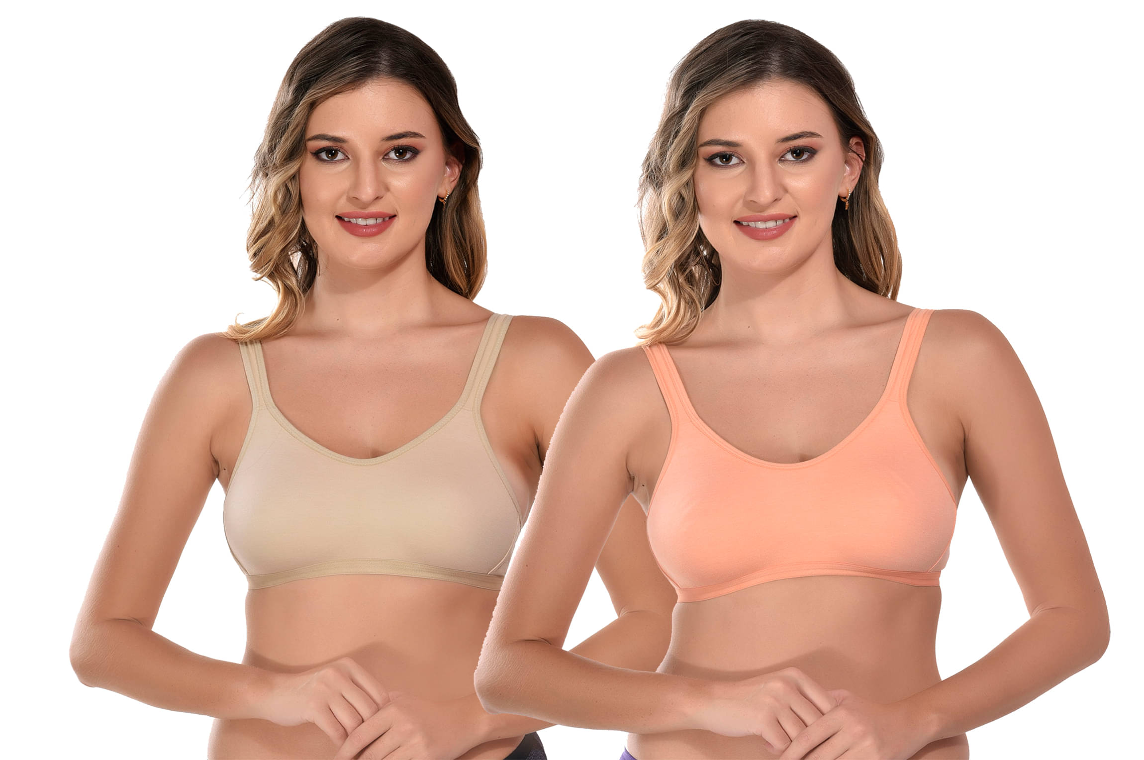     			Viral Girl Pack of 2 Cotton Non Padded Women's Everyday Bra ( Orange ) VM-JUSTCHILL-BEIGE-ORANGE