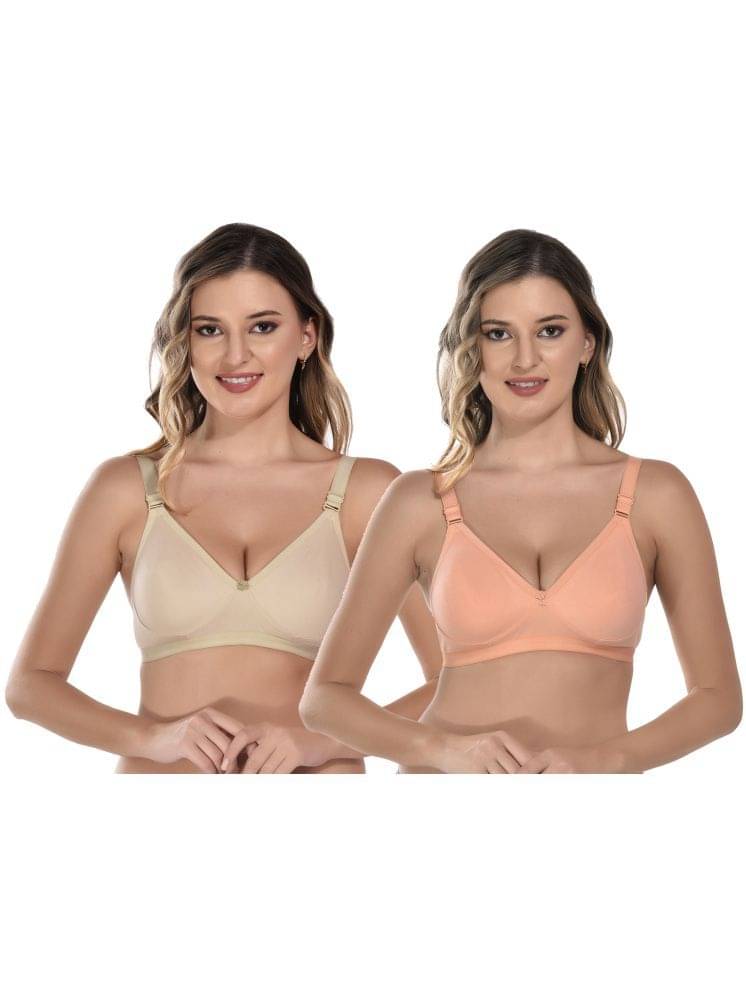     			Viral Girl Pack of 2 Cotton Non Padded Women's T-Shirt Bra ( Orange ) VM-JANNAT-BEIGE-ORANGE