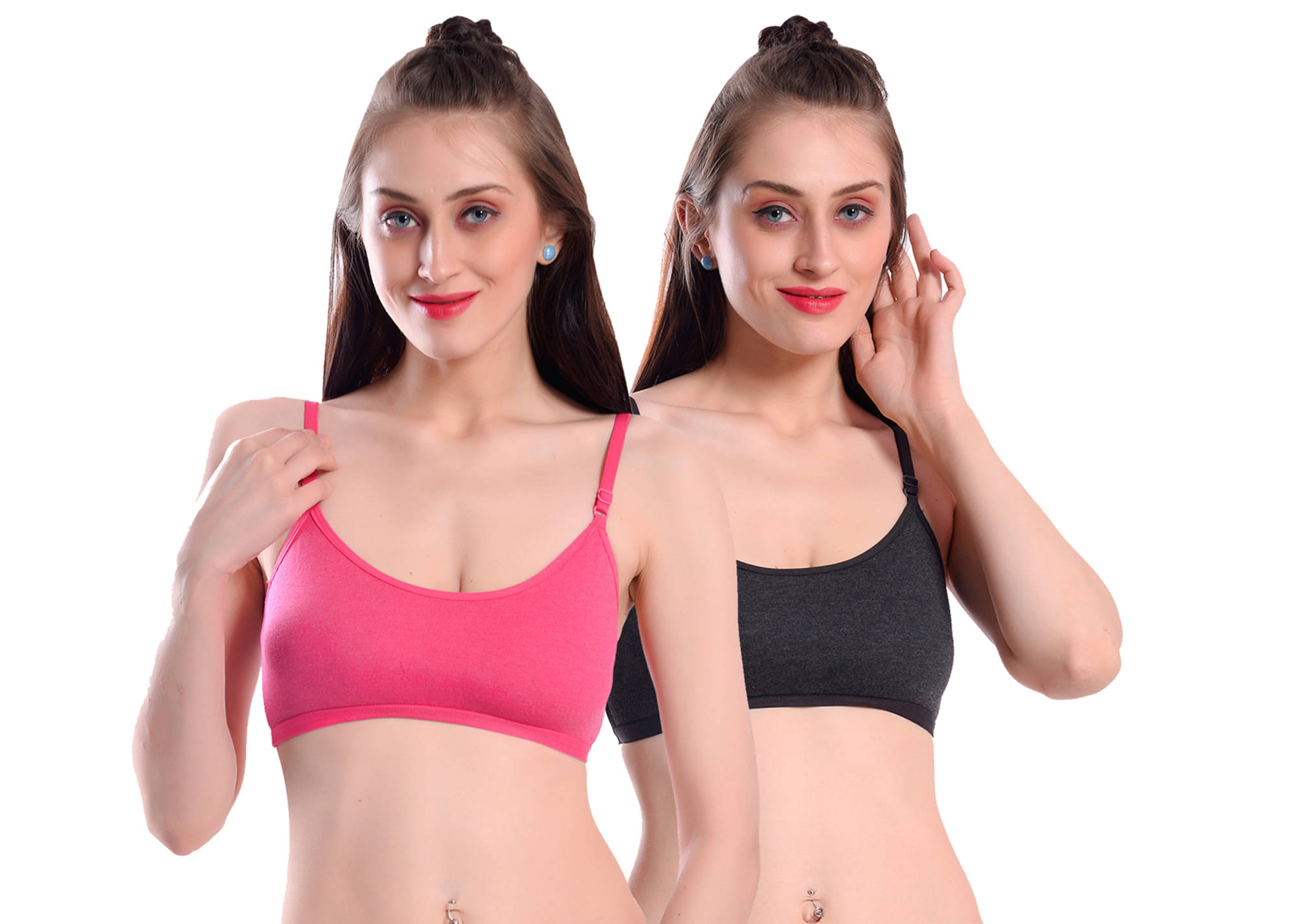     			Viral Girl Pack of 2 Cotton Non Padded Women's Teenage Bra ( Pink ) MV-KINJAL-DARKGREY-PINK