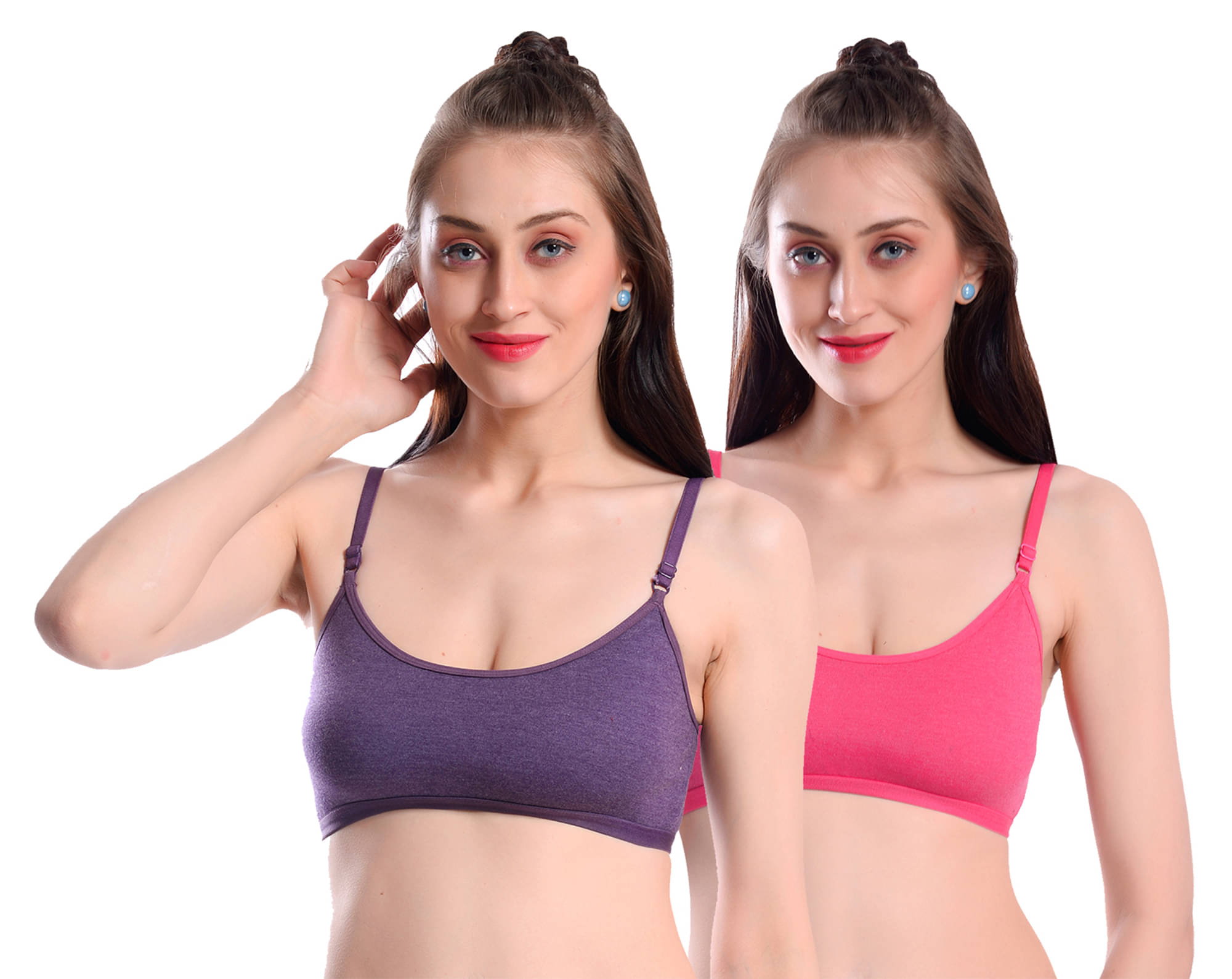     			Viral Girl Pack of 2 Cotton Non Padded Women's Teenage Bra ( Pink ) MV-KINJAL-PINK-PURPLE