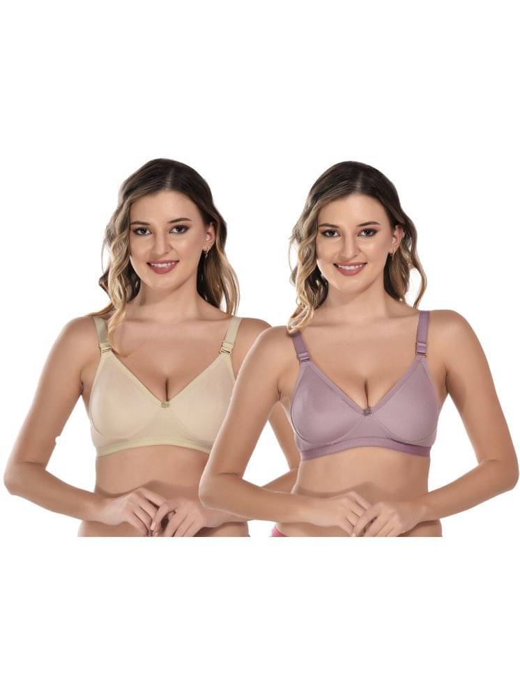     			Viral Girl Pack of 2 Cotton Non Padded Women's T-Shirt Bra ( Pink ) VM-JANNAT-BEIGE-ONION