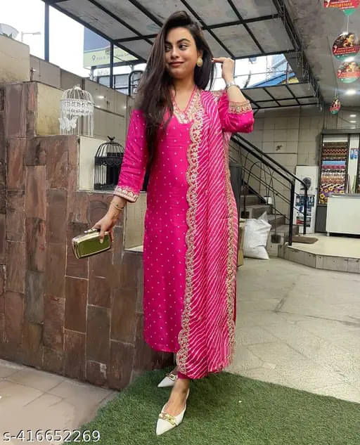 shankhpushpi Silk Blend Embroidered Kurti With Pants Women's Stitched Salwar Suit - Pink ( Pack of 1 ) shankhpushpi Silk Blend Embroidered Kurti With Pants Women's Stitched Salwar Suit - Pink ( Pack of 1 )