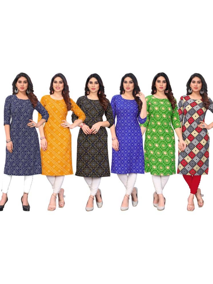 KETAKI FASHION Crepe Printed Straight Women's Kurti - Multicolor7 ( Pack of 6 ) - Kurtis, Tunics | Buy online on ZillyBuy