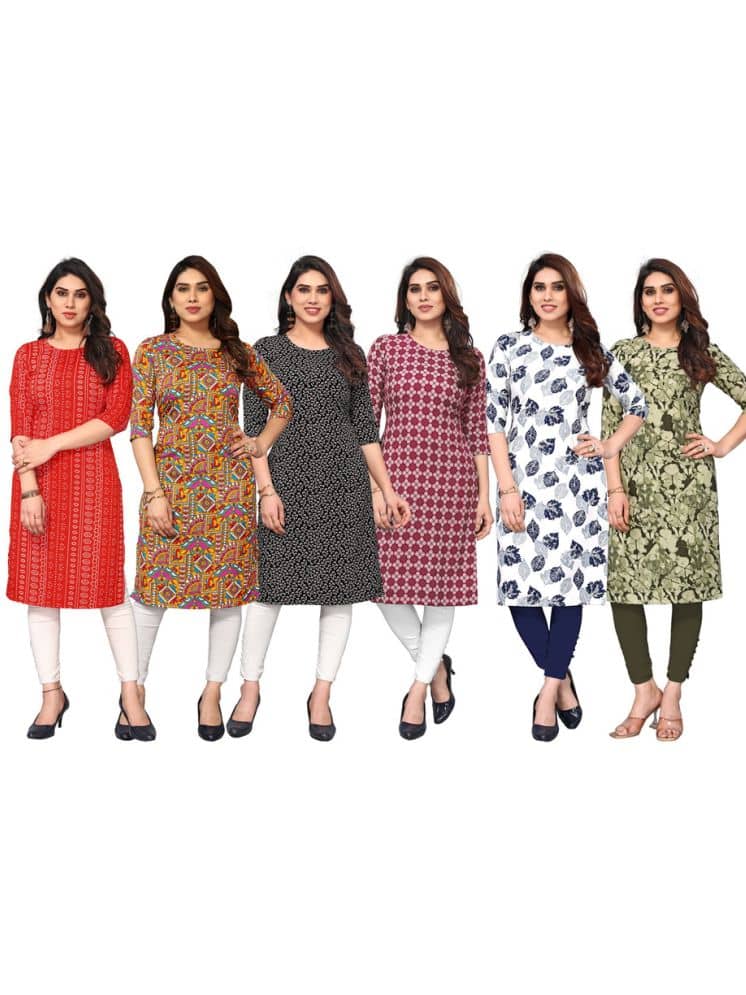 KETAKI FASHION Crepe Printed Straight Women's Kurti - Multicolor6 ( Pack of 6 ) - Kurtis, Tunics | Buy online on ZillyBuy