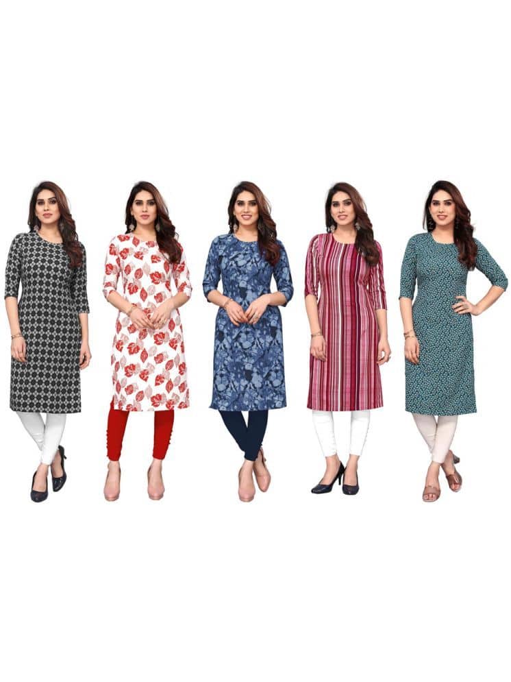 KETAKI FASHION Crepe Printed Straight Women's Kurti - Multicolor9 ( Pack of 5 ) - Kurtis, Tunics | Buy online on ZillyBuy