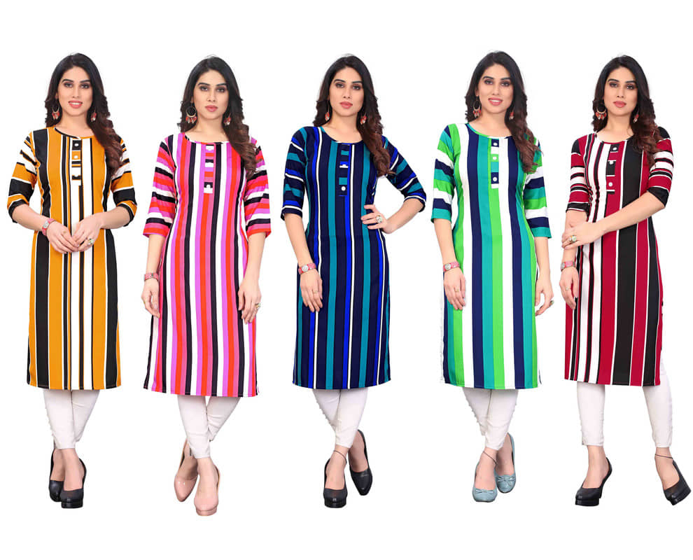 KETAKI FASHION Crepe Printed Straight Women's Kurti - Multicolor3 ( Pack of 5 ) - Kurtis, Tunics | Buy online on ZillyBuy